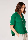 Textured Cotton Boxy Shirt, Green, large
