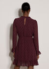 Flocked Star Crepe Mini Dress, Plum, large