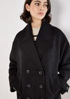 Tailored Double-Breasted Peacoat, Black, large