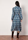 Ikat Tiered Shirt Midi Dress, Teal, large
