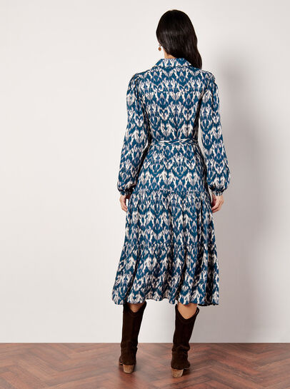 Ikat Tiered Shirt Midi Dress