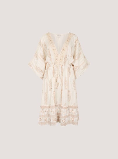 Gold Foil Paisley Midi Dress