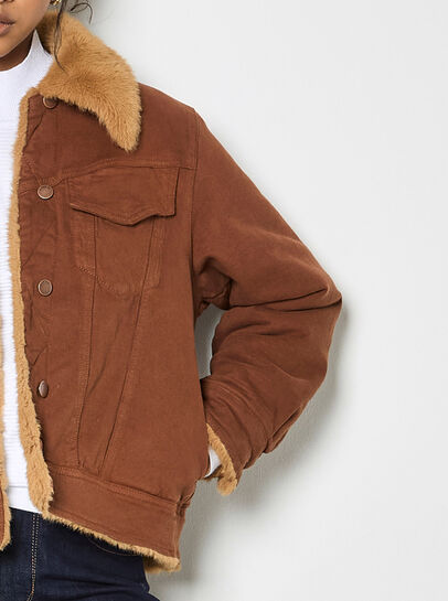 Faux Fur Lined Denim Jacket