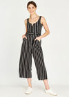Rope Stripe Culotte Jumpsuit, Black, large