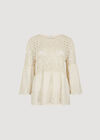 Crochet Lace Cotton Top, Stone, large