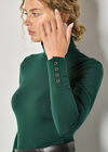 Turtle Neck Button Cuff Top, Green, large