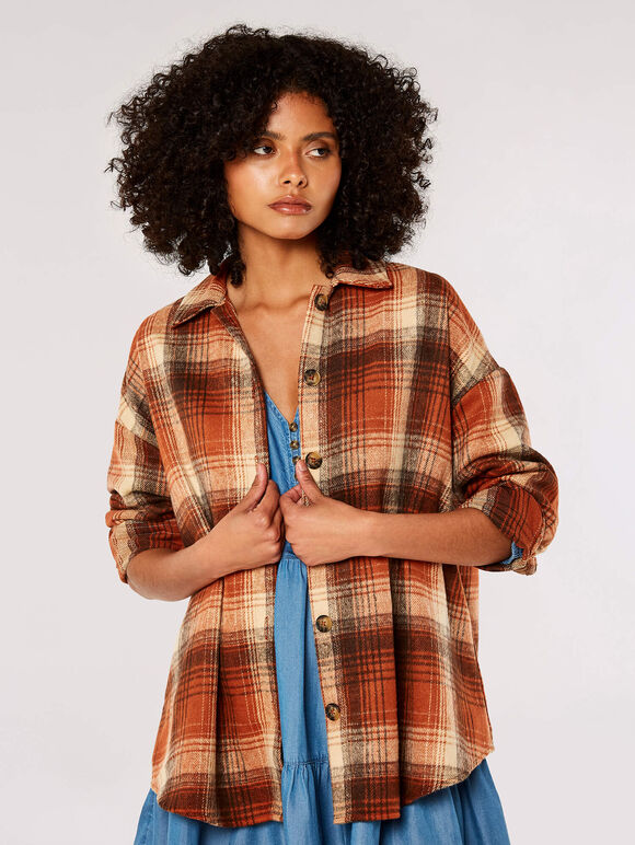 Plaid Check Shirt , Rust, large