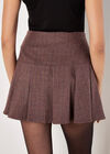 Check Pleated Mini Skirt, Burgundy, large