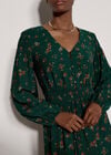 Vintage Floral Smocked Midi Dress, Pine Green, large