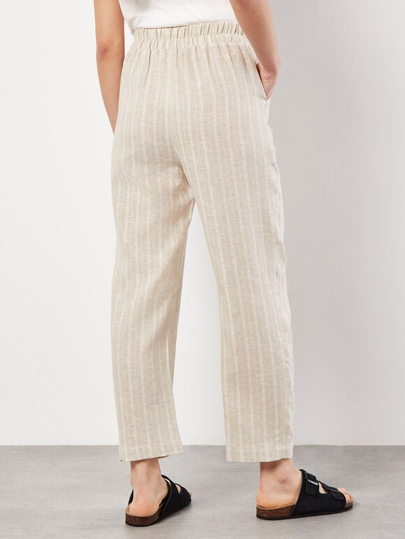 Linen Blend Stripe Joggers, Stone, large