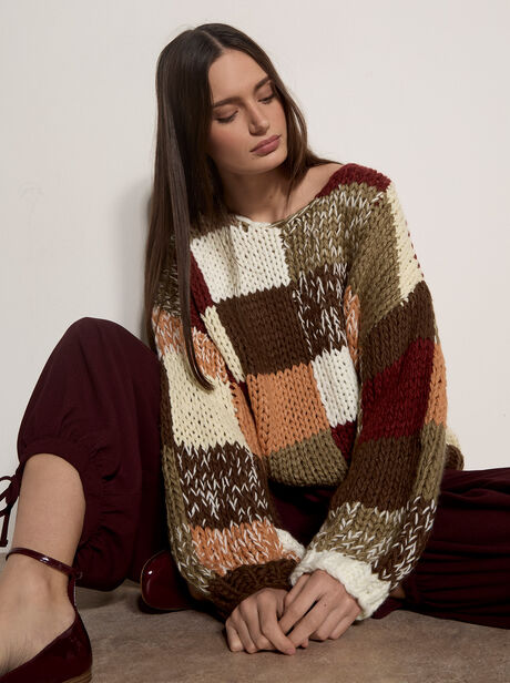 Chunky Hand-Crocheted Patchwork Jumper