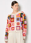 Colourful Crochet Squares Cardigan, Stone, large