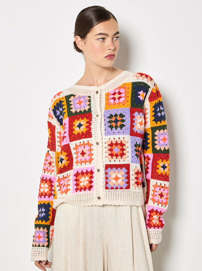 Colourful Crochet Squares Cardigan