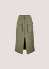 Pinstripe Cargo Midi Skirt, Khaki, large
