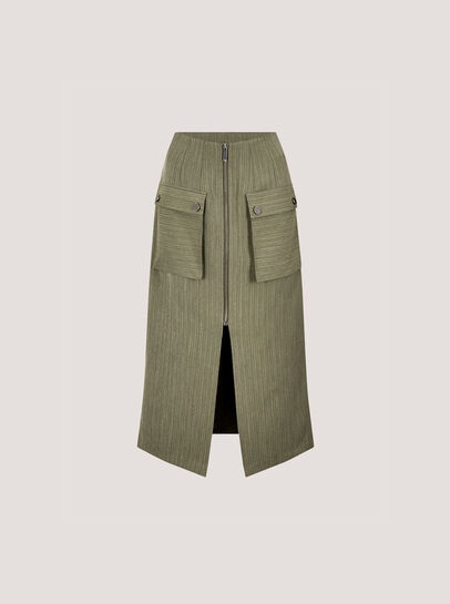 Pinstripe Cargo Midi Skirt