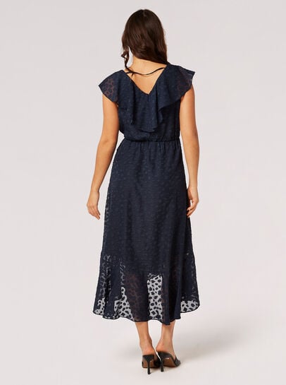 Irregular Spot Embroidered Wrap Midi Dress
