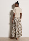 Leaf Print Pleated Culotte Trousers, Stone, large