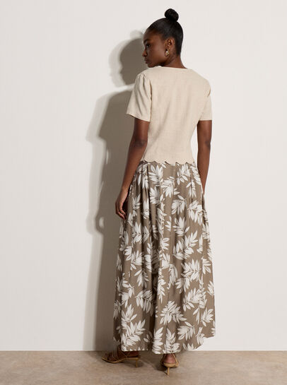 Leaf Print Pleated Culotte Trousers