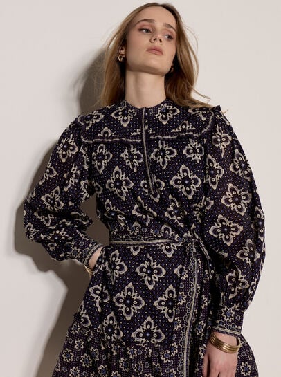 Tile Print Shift Mini Dress