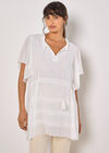 Ruffle Tiered Tunic Top, White, large