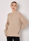 Pearl Gemstone Embellished Jumper, Brown, large