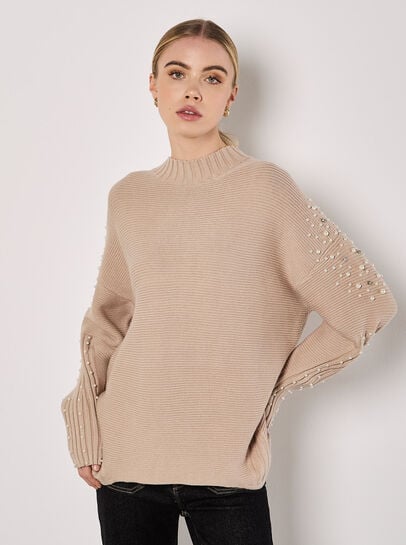 Pearl Gemstone Embellished Jumper