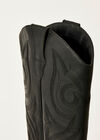 Black Cowboy Leather Boots, Black, large