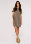 Checked Mini  Dress, Brown, large