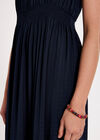 Check Smocked Midi Dress, Navy, large