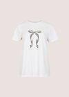 Metallic Bow Print Cotton T-Shirt, Silver, large