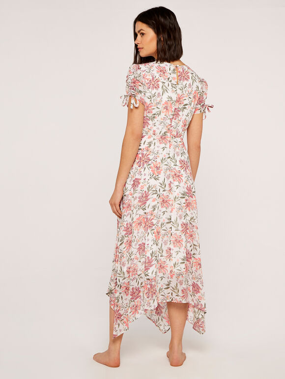 Vintage Floral Midi Dress, Cream, large