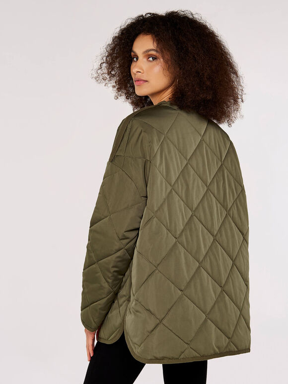 Collarless Quilted Jacket