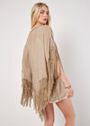 Slub Shimmer Fringe Cover-Up Cardigan, Stone, groß