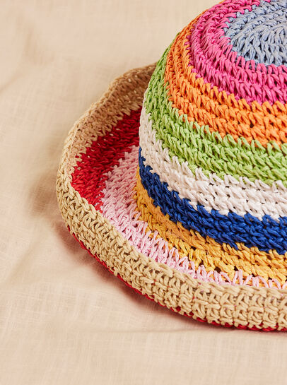 Colourful Stripe Straw Bucket Hat