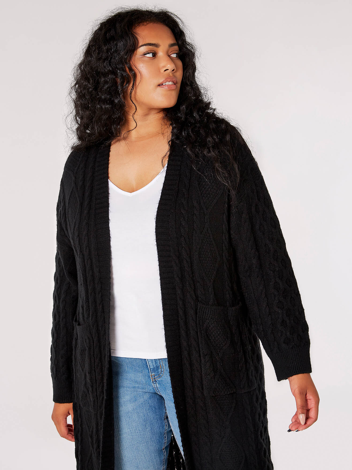 Large black cardigan online