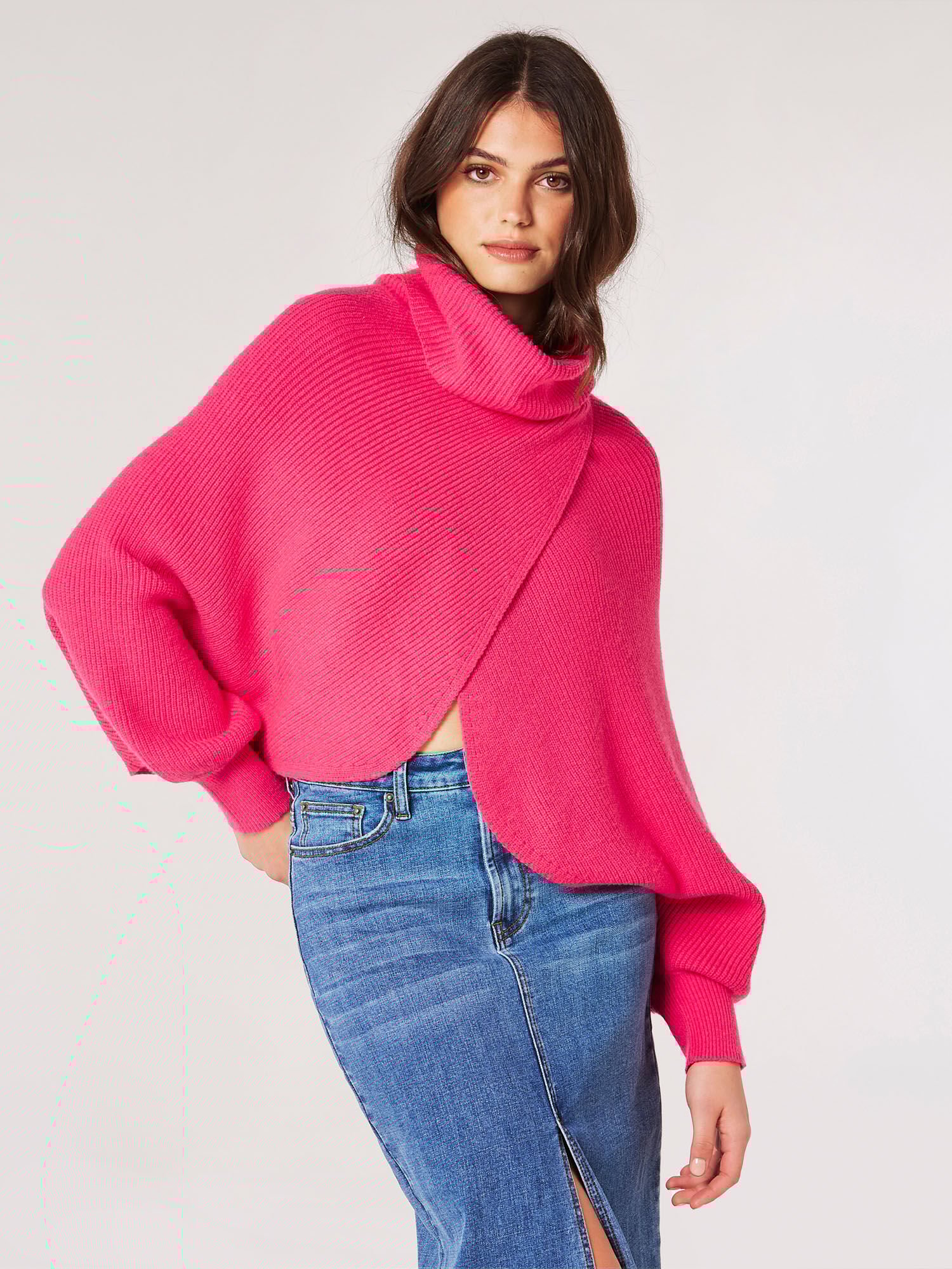 Wrap cowl neck sweater discount