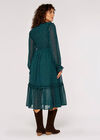 Polka Dot Smocked Midi Dress, Green, large