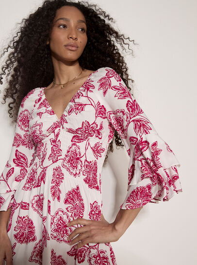 Sarasa Floral Ruffle Mini Dress