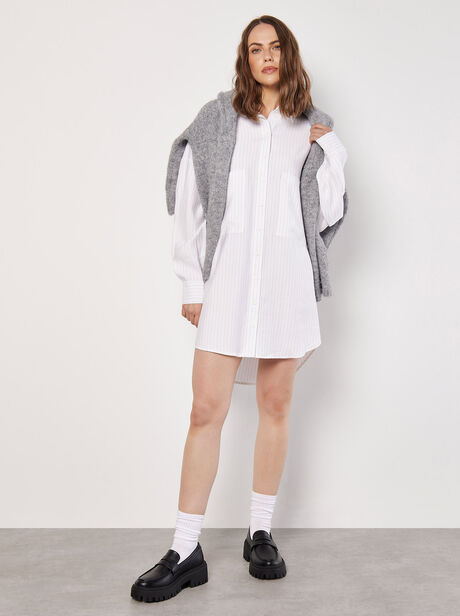 Pinstripe Oversized Shirt Mini Dress