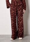 Abstract Print Wide-Leg Trousers, Burgundy, large