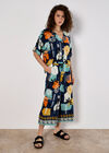 Colourful Sketch Print Top, Navy, large