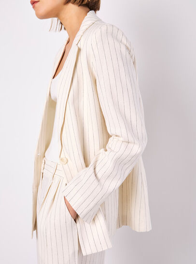Pinstripe Linen Blend Blazer