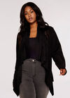 Curve Waterfall Suedette Shrug, Black, large
