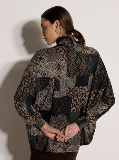 Patchwork Tapestry Roll Neck Top