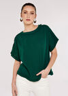 Raw Edge Baumwoll-T-Shirt, Grün, groß