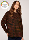 Patchwork Dogtooth Cowl Neck Top, Rust, large