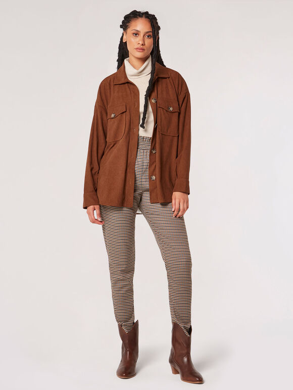 Oversized Corduroy Shirt, Rust, large