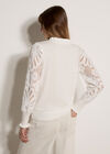 Lace Mesh Jumper, Cream, large