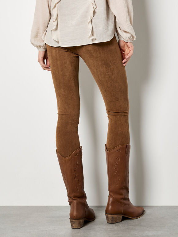 Suedette Leggings, Brown, large