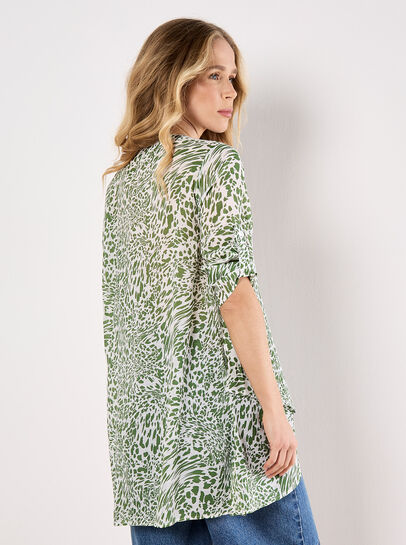 Mixed Animal Print Layered Blouse